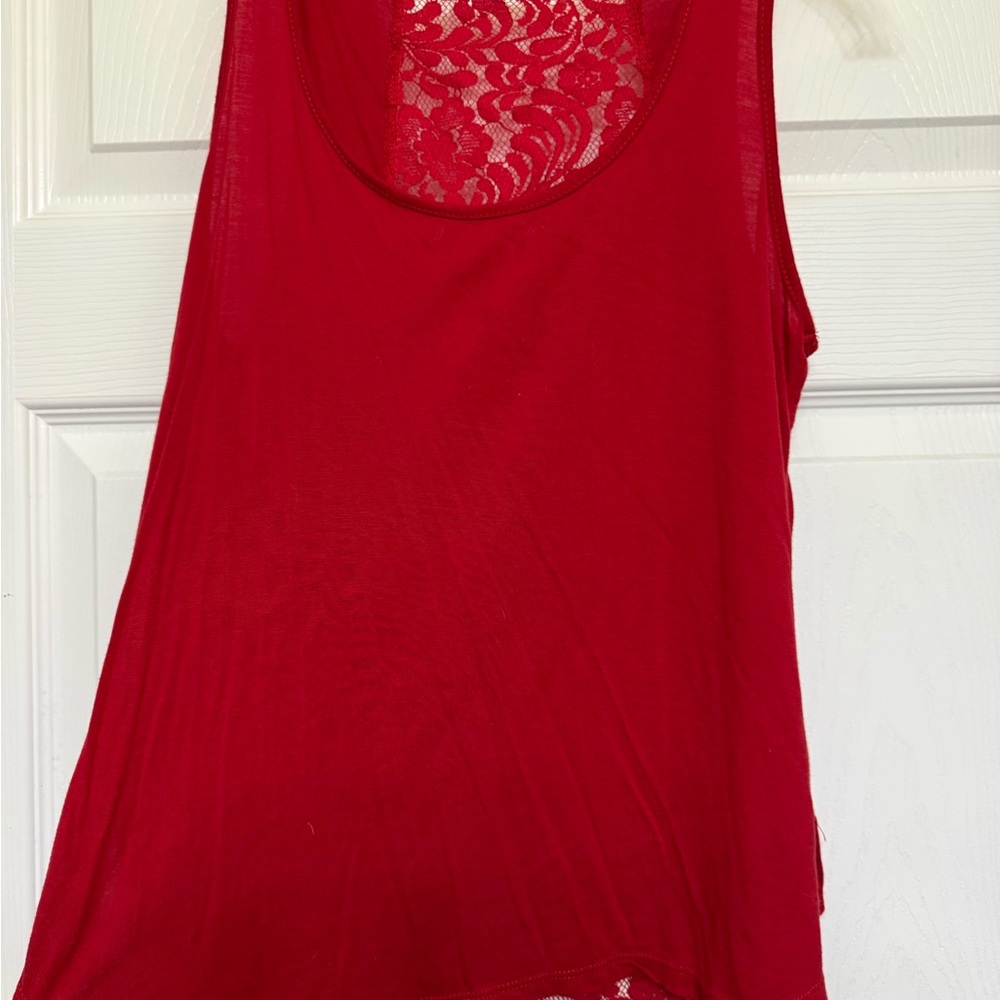 Ambiance Red Lace-Back Tank Top